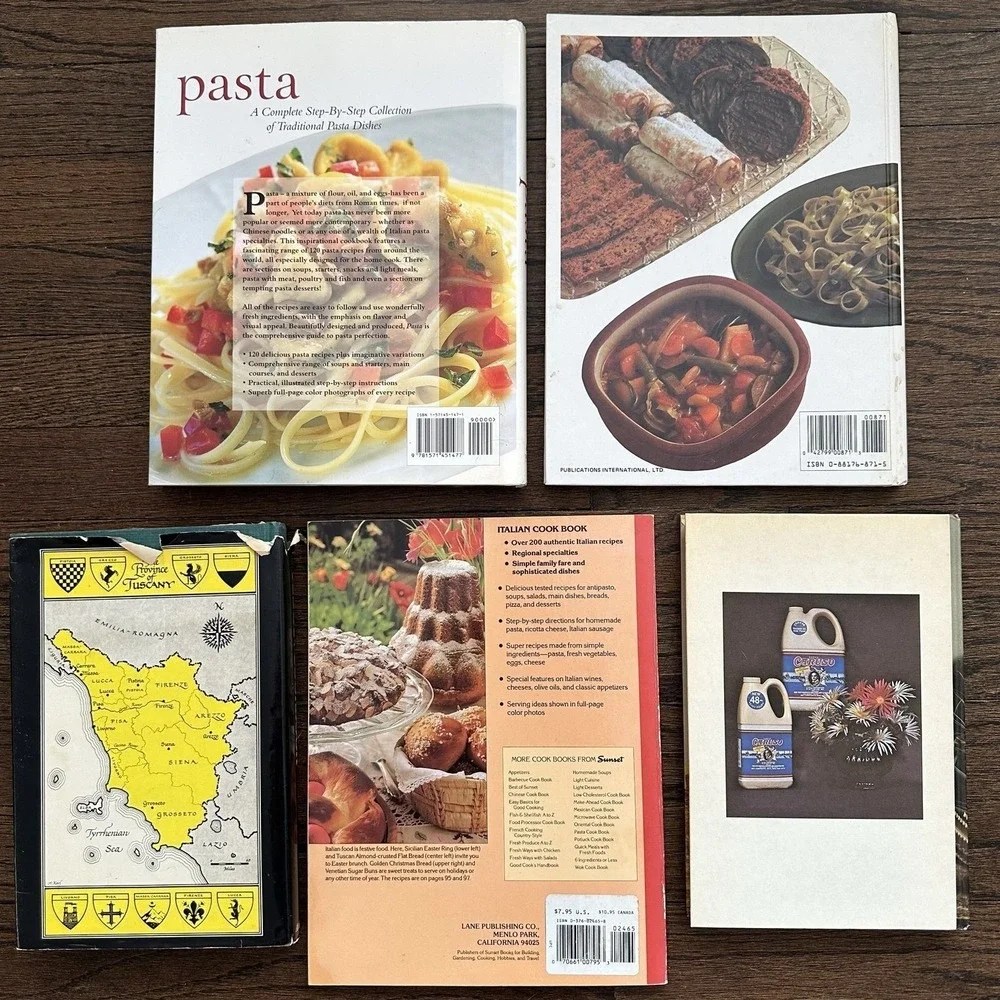Vintage Lot 5 Cookbooks What's Cooking Pasta Italian Tuscan Papa Rossi Sunset HC